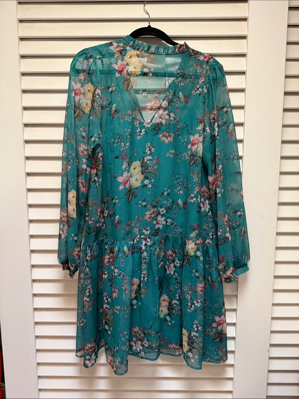 Maeve Teal Floral Chiffon Tunic Dress from Anthro - Picture 5 of 5